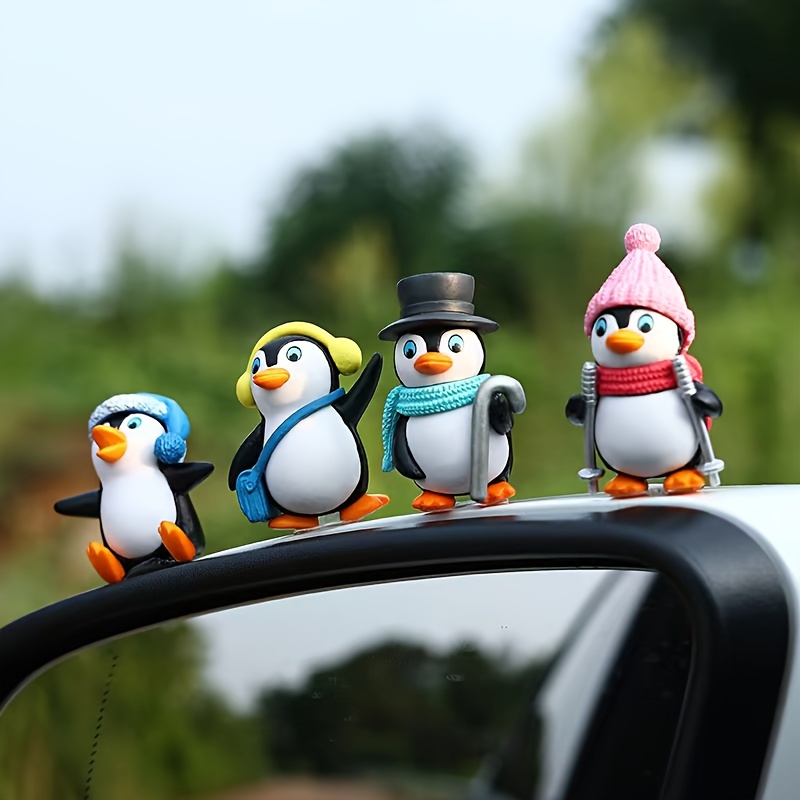 6 Stück Mini süße Cartoon Pinguin Figuren Auto Ornamente, Auto