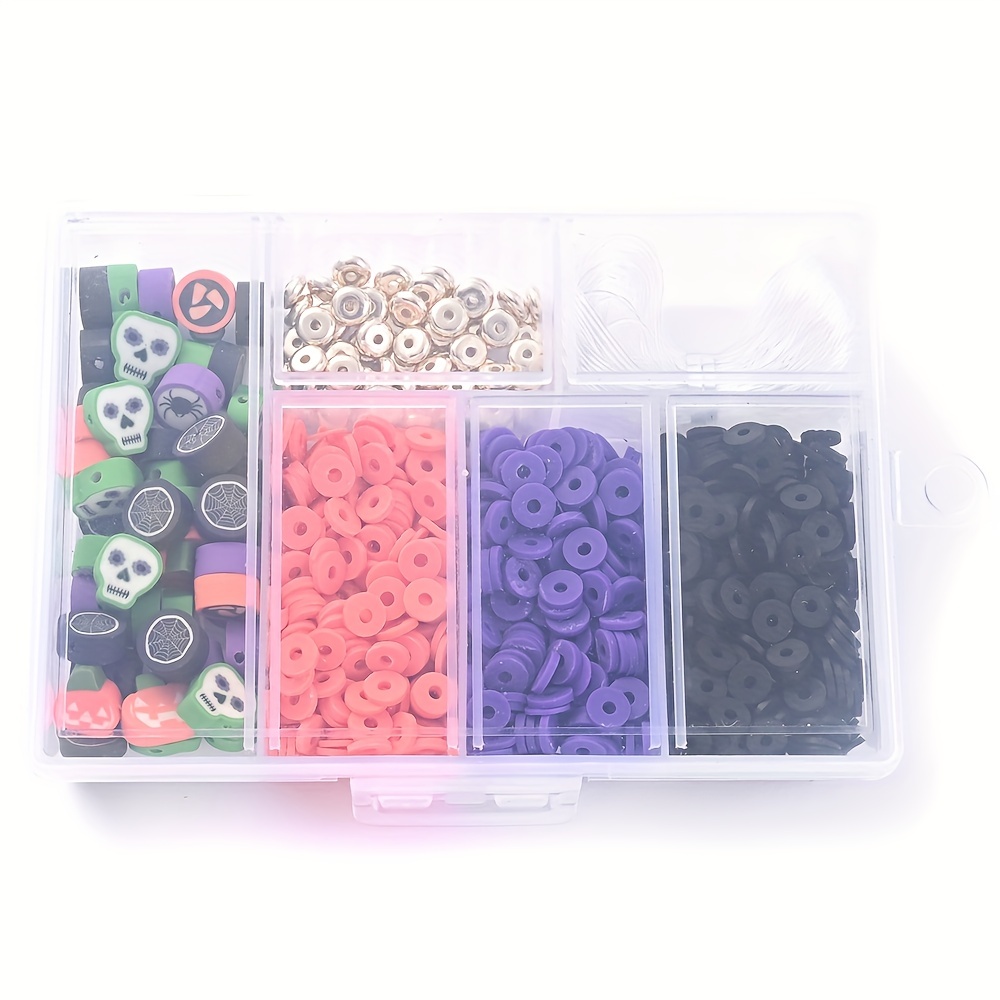 10 Strands Halloween Clay Beads Flat Square Loose - Temu