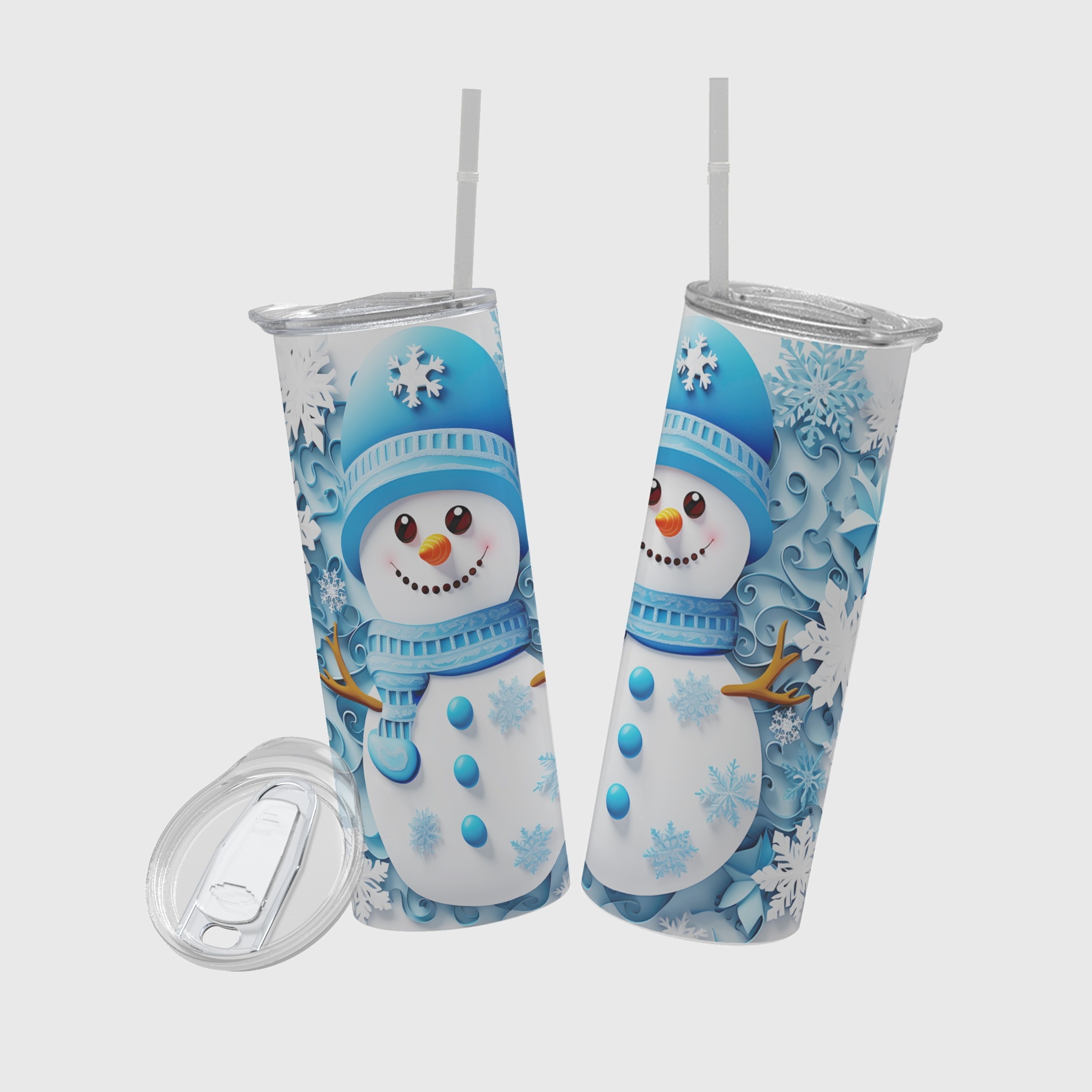 Snowflake Tumbler With Lid And Straw Plastic Water - Temu