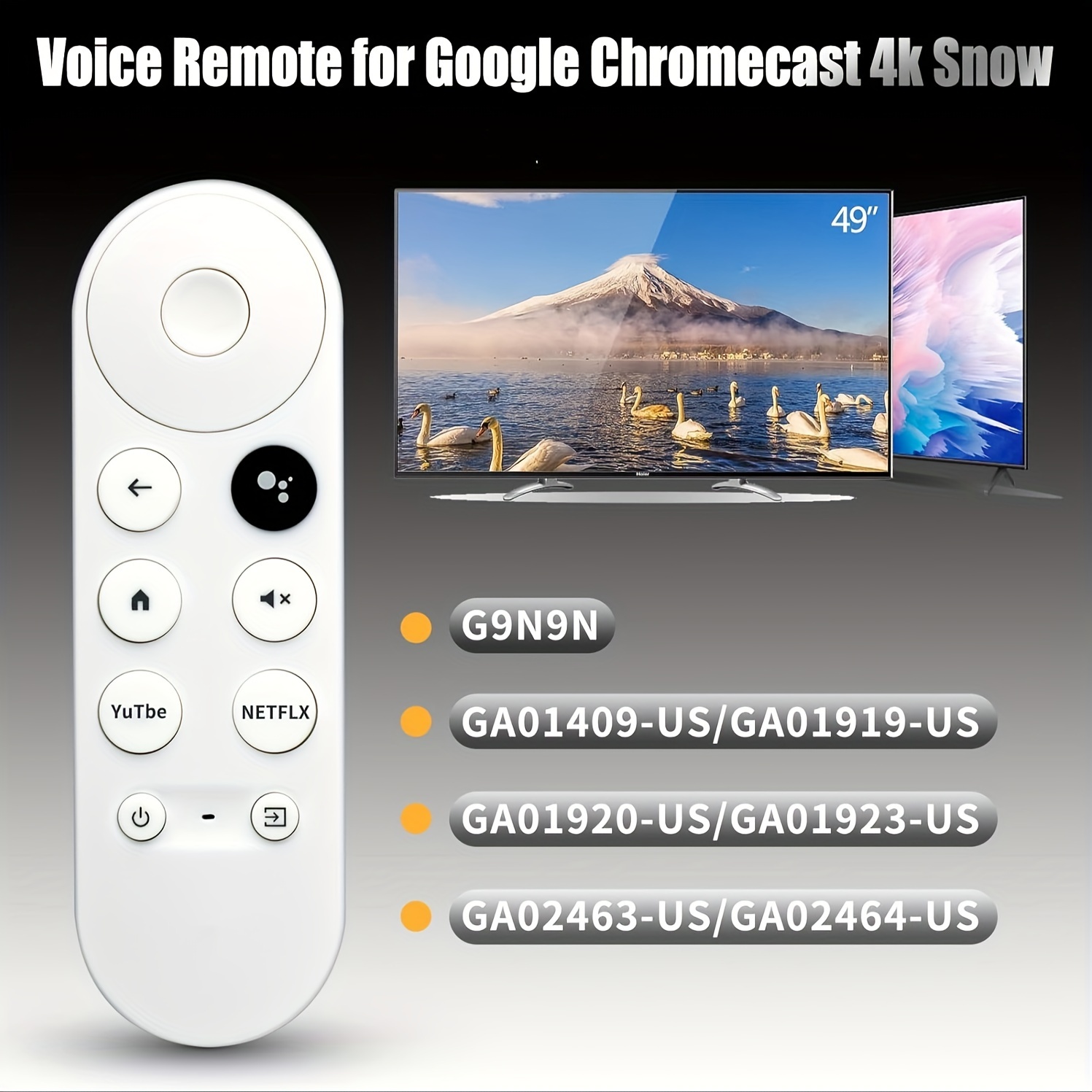 Replacement Voice Remote Google Chromecast 4k Snow Streaming Media Player  G9n9n Ga01920 Us Ga01919 Us Ga01923 Us Remote Control, Shop Temu Start  Saving