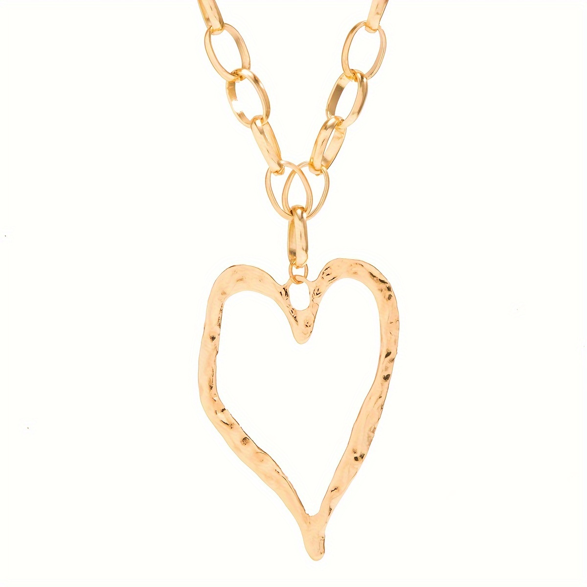 Bold Heart Pendant Necklace with Sharp Angles