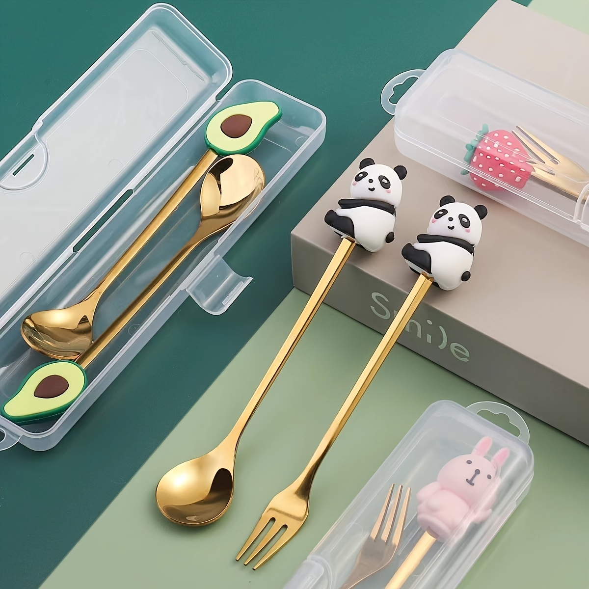 Stainless Steel Kids Travel Cutlery Portable Tableware Spoon And Fork Kids  Cartoon Pattern Cutlery Picnic Set Gift For Kids - AliExpress