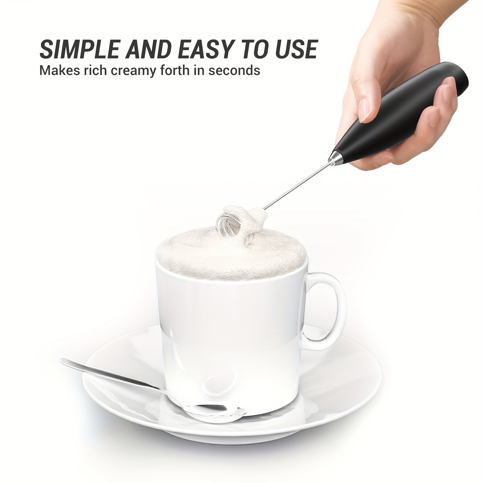 Handheld Electric Milk Frother Foam Whisker Mixer Silver