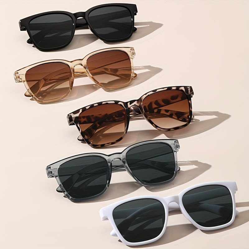 

5pcs Retro Square Fashion Fashion Glasses For Women Men Classic Anti Glare Sun Shades For Driving Beach Travel