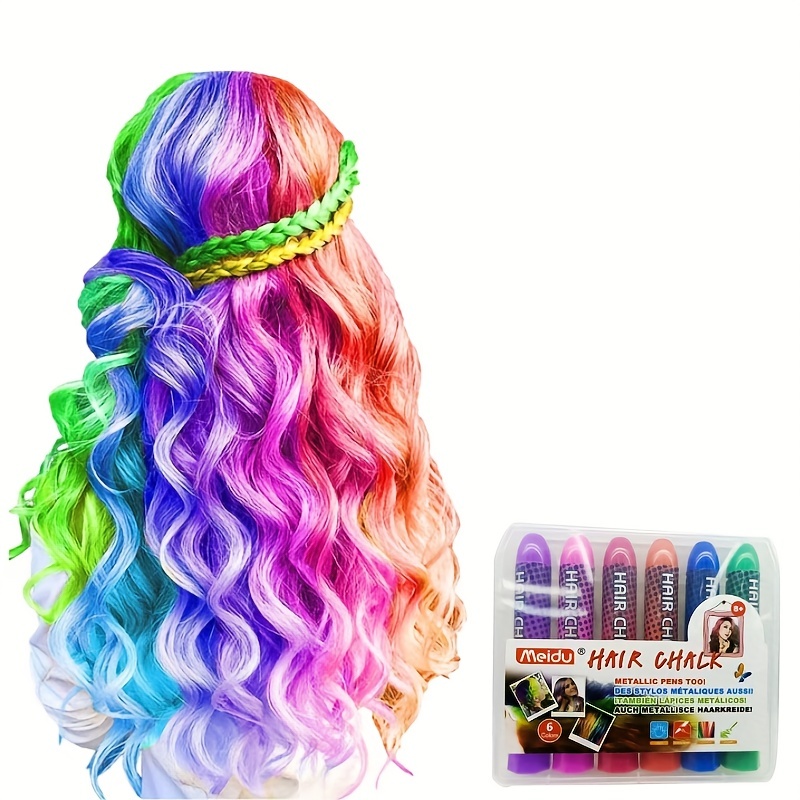 Peine de tiza para el cabello lavable de 10 colores para niñas - Tinte  temporal brillante para el cabello para Halloween, Navidad, cosplay y  bricolaje
