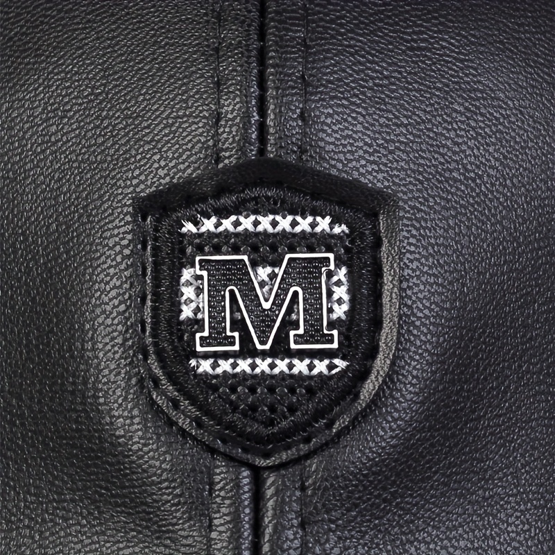 PU Leather Alphabets Baseball Cap for Men