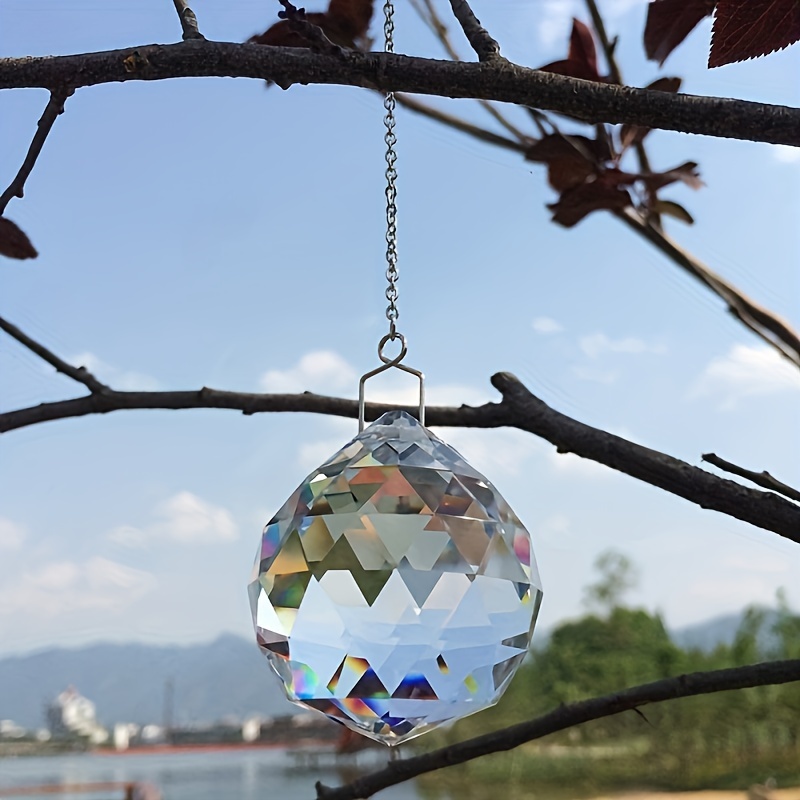 Boule de cristal à facettes 40 mm suncatcher feng shui transparente,  attrape soleil, prisme, arc en ciel, mobile, décoration, lumière -   Canada