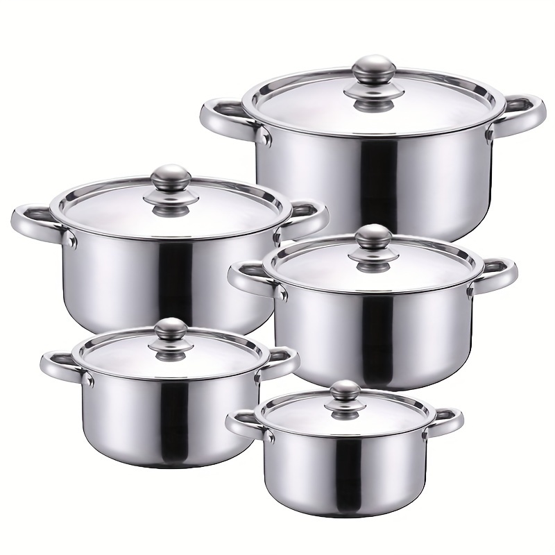 5pcs Food Grade Stainless Steel Pot Set High Grade Practical Soup Pot  Cooking Pots Set Creative