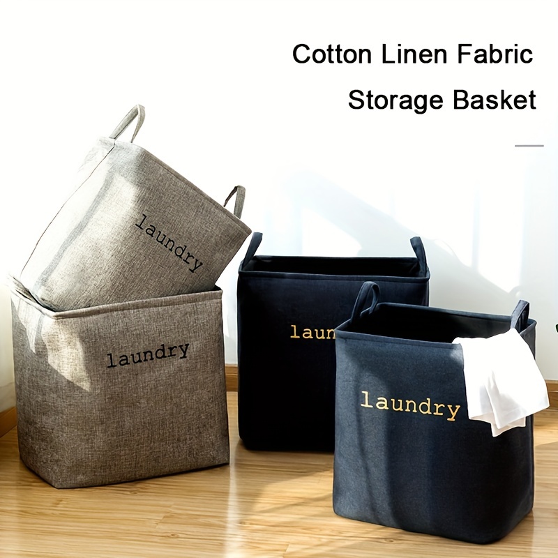 Laundry Basket Cotton Linen Foldable Laundry Hamper Waterproof Organizer  Bucket Clothes Toys Large Capacity Home Storage Basket