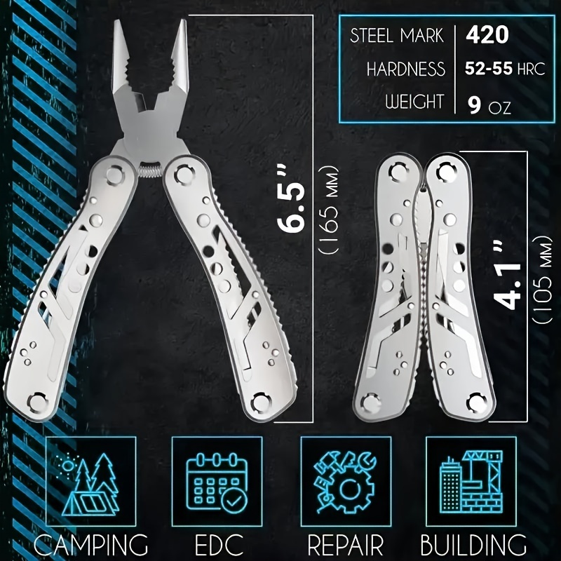  Gifts For Men Dad, Multitool Pliers, Titanium Multi-Purpose  Pocket Knife Pliers Kit, 420 Durable Stainless Steel Multi-Plier Multitool  For Survival, Camping, Hunting, Fishing, Hiking