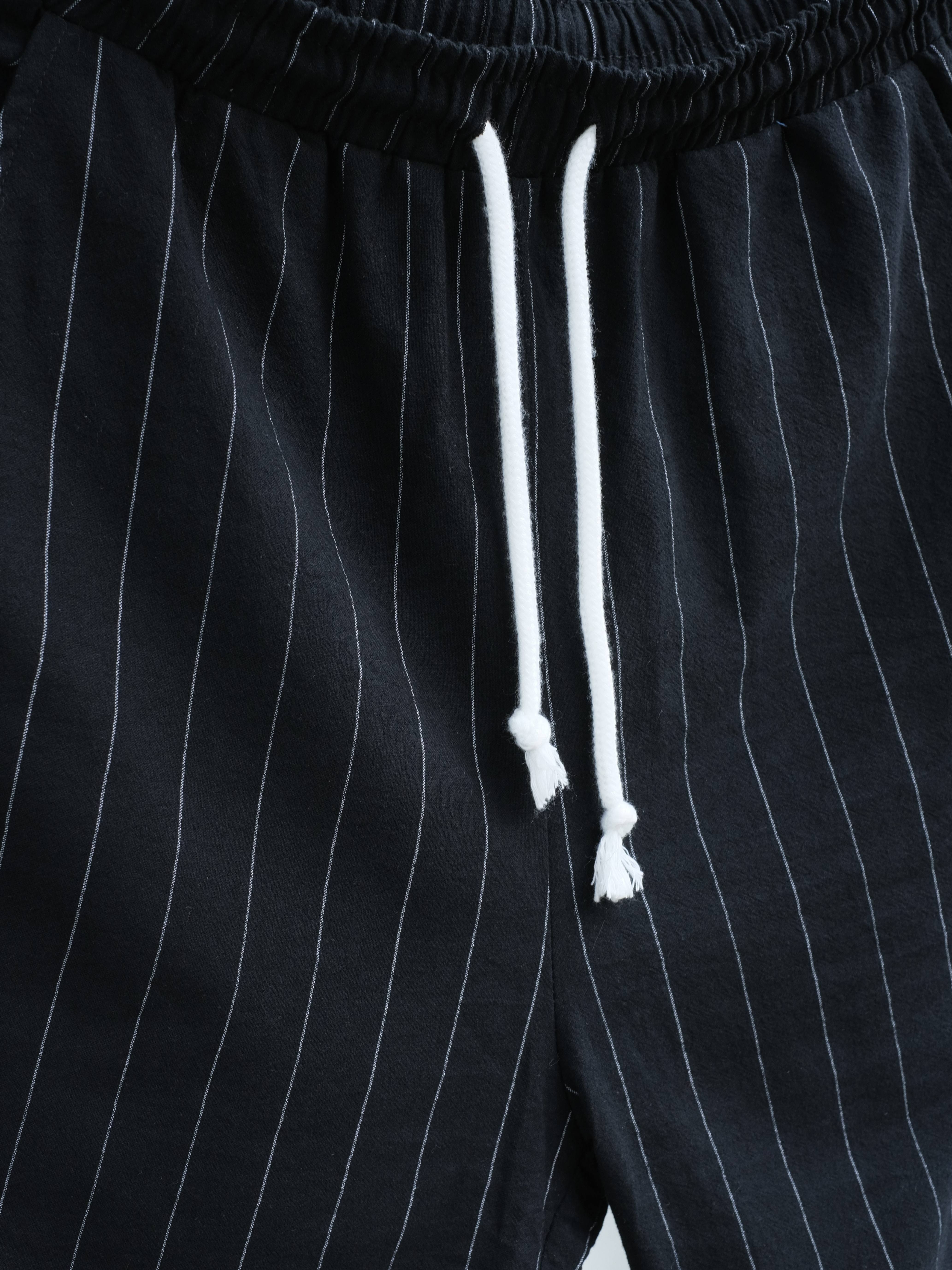 Vertical Stripe Drawstring Breathable Sweatpants Loose Fit - Temu