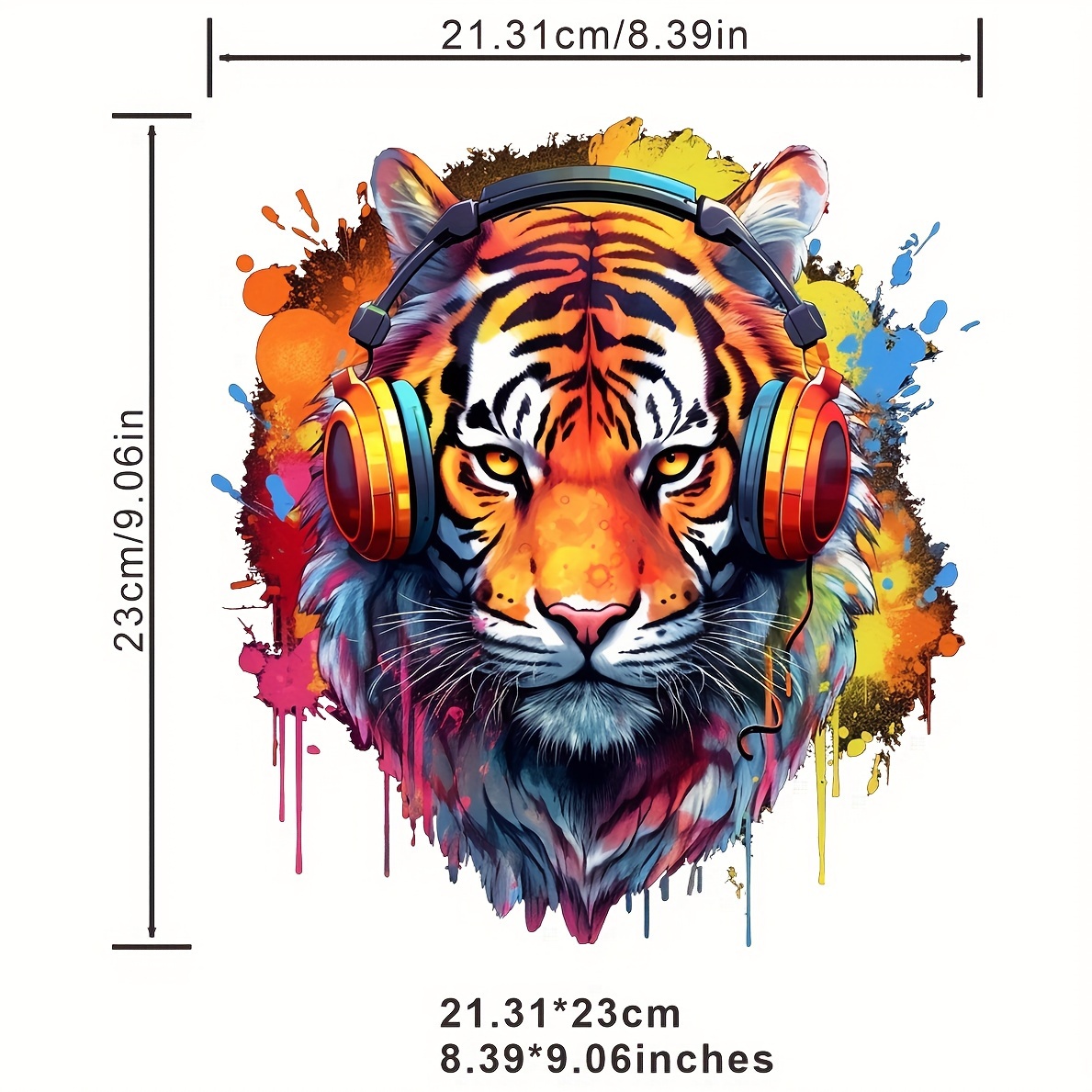 Heat Transfer Stickers Creative Design Tiger Headphones T Temu