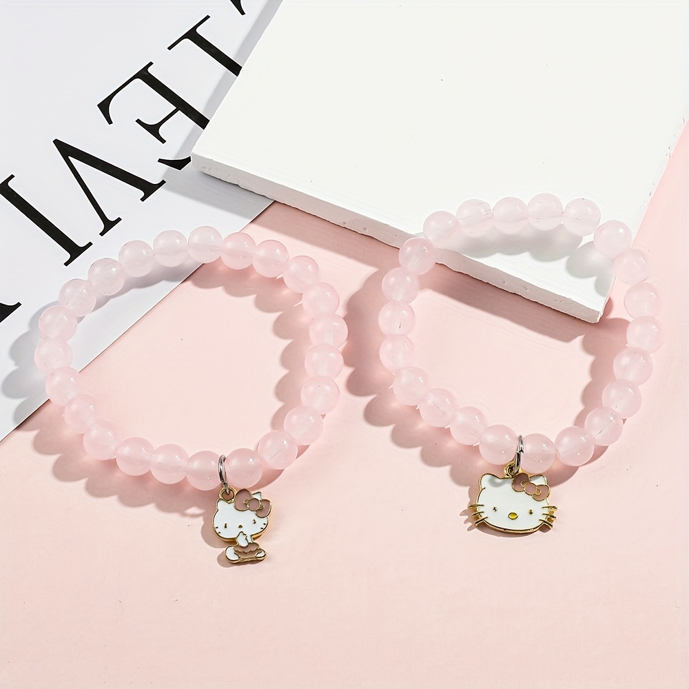 1pc Cartoon Anime Beaded Bracelet Sanrio Hello Kitty Couple Cute Girl  Bracelet Jewelry Gift