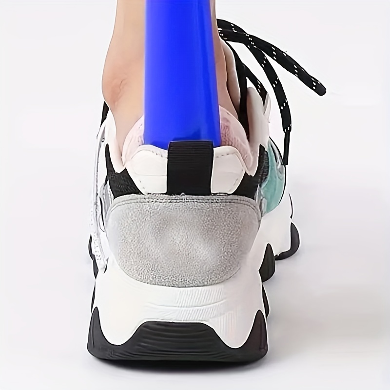 1pc Ergonomic Shoe Horn - 42cm Long, Thick Plastic, No-Bend Design for Easy Shoe Wear at Home or Hotel, Blue & Black Options