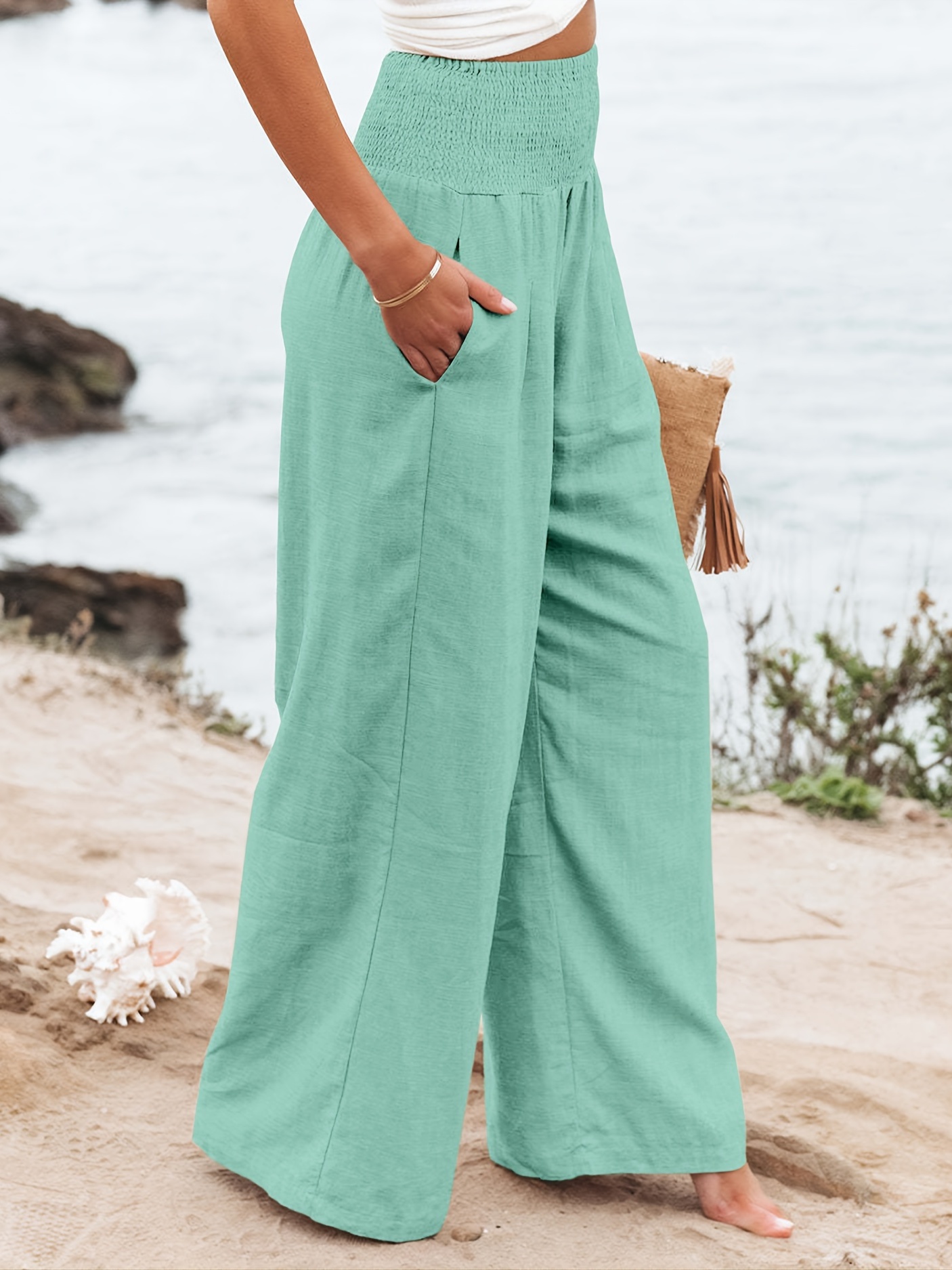 Capri Pants for Women Casual Summer Drawstring Elastic High Waist
