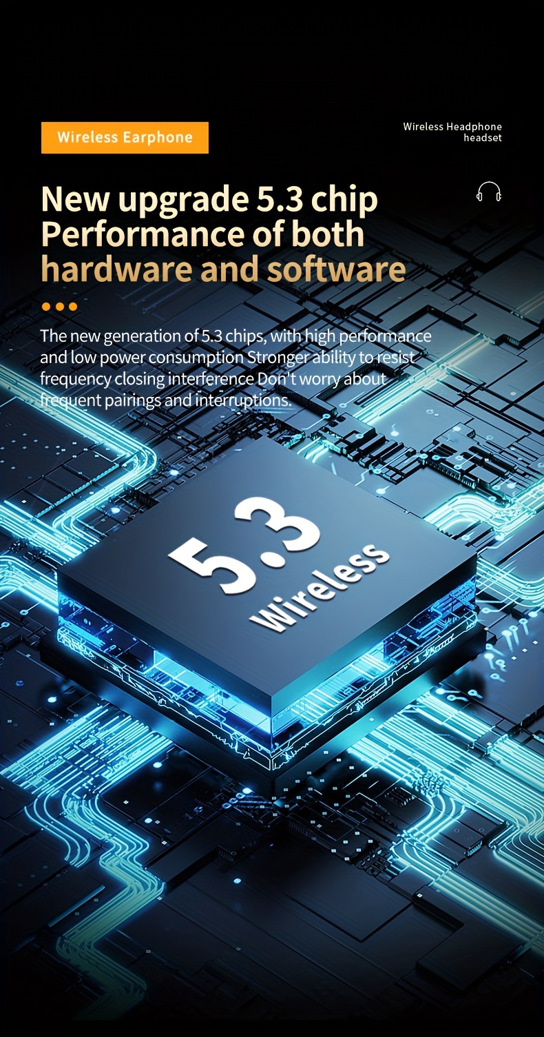 wireless5.3 Ασύρματα ακουστικά, αθλητικά ακουστικά, στερεοφωνικά, τηλέφωνο με μικρόφωνο, οθόνη στερεοφωνικής μουσικής υψηλής πιστότητας. Κατάλληλο_voghion.com