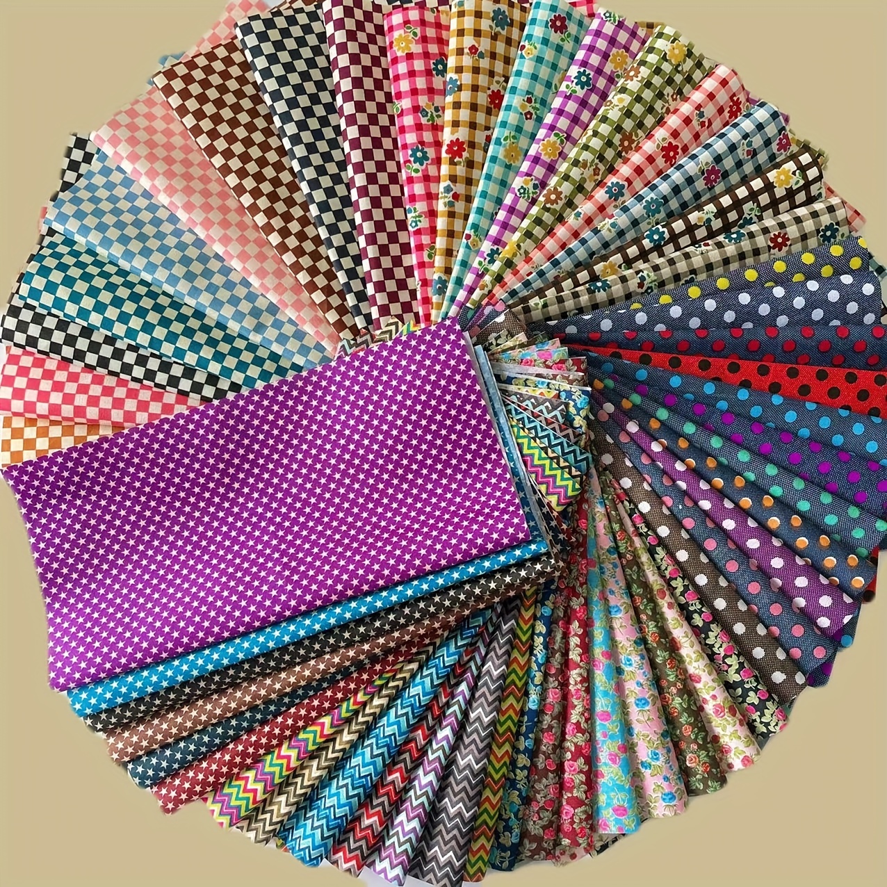 

50pcs Of Random Patterned Polyester Fabric Perfect For Diy Sewing, Scrapbooking And Quilting