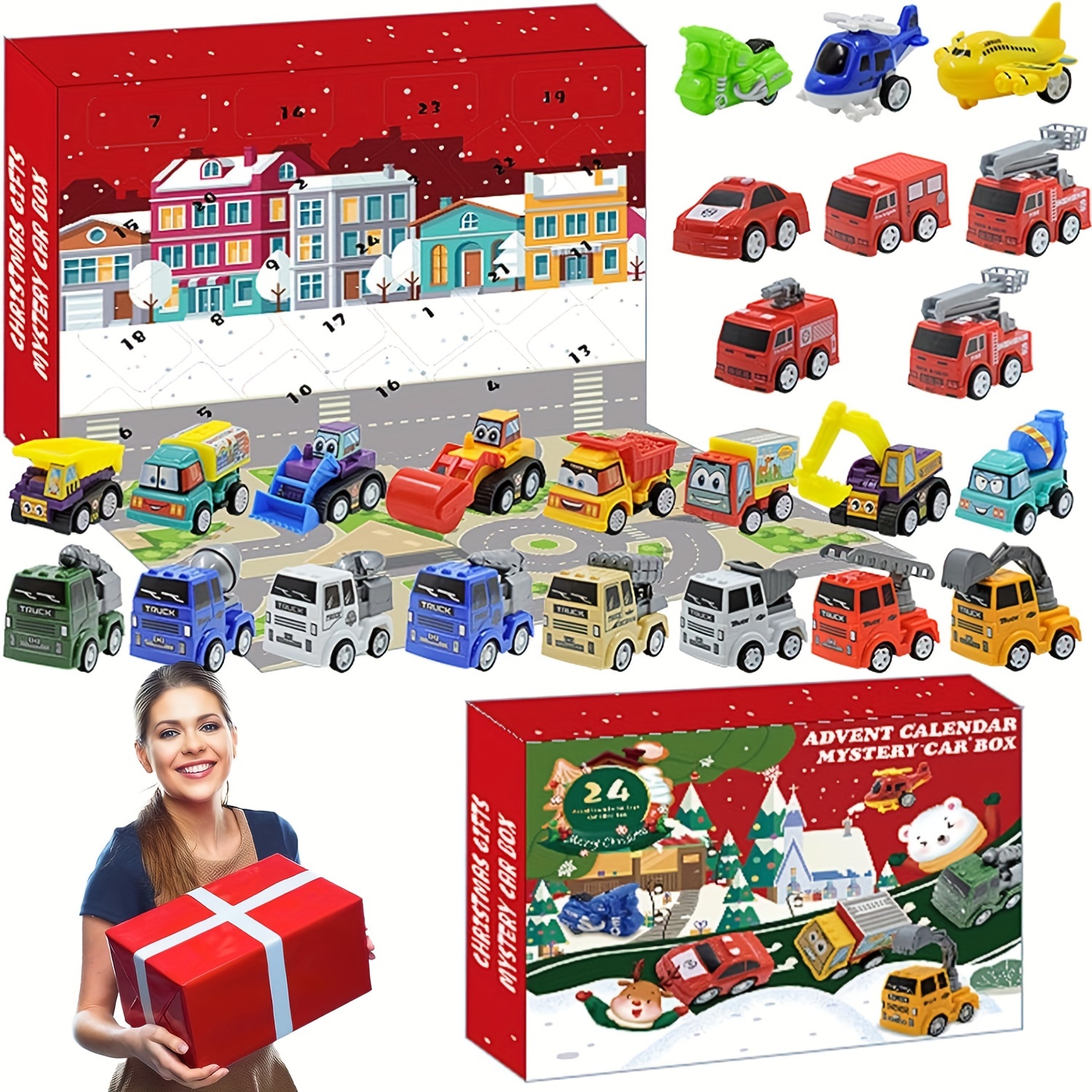 Christmas Advent Calendar With 24 Different Vehicles Car - Temu