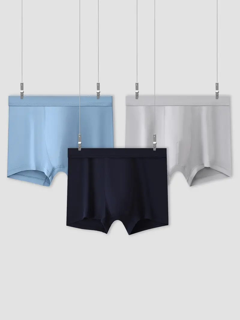 Men's Solid Boxer Briefs Underwear - Temu Australia