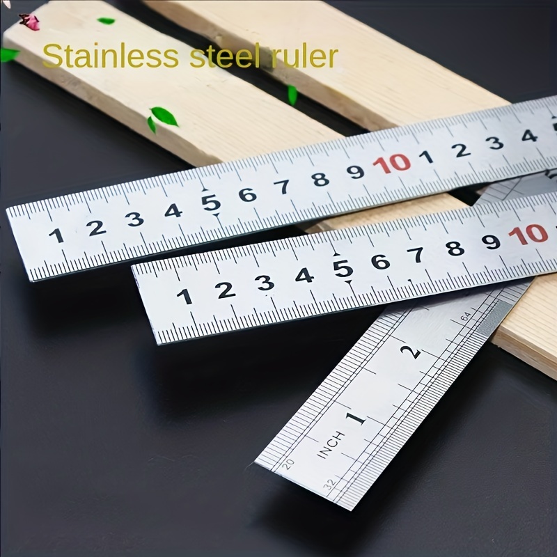 3PCS Stainless Steel Ruler, Metal Ruler Set 6 8 12 in Steel Ruler Inch &  Metric