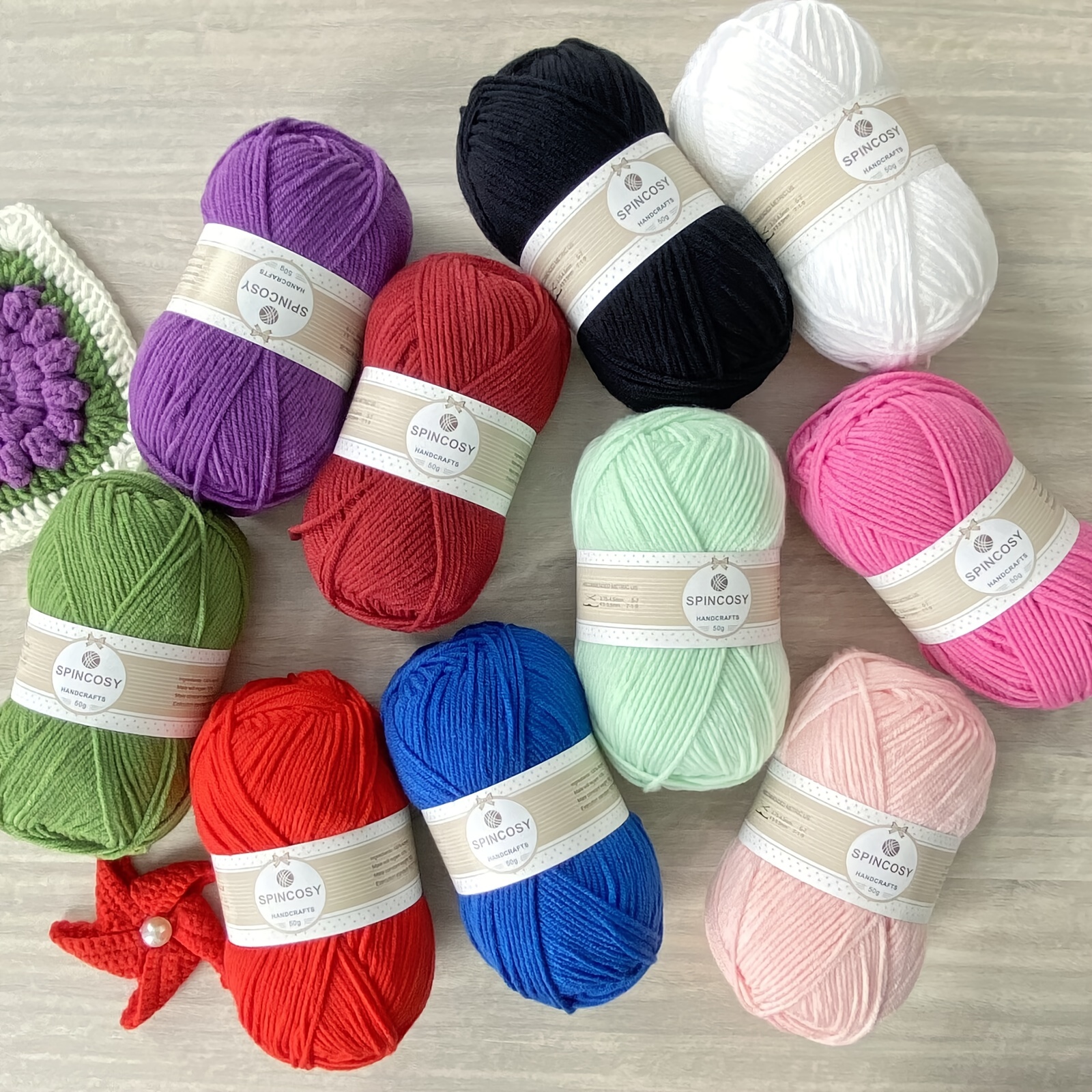 2 Pcs 100g Cotton Acrylic Yarn for Crocheting,Soft and Fluffy Crochet Yarn  for Knitting and Crafts，4 ply Warm Yarn for DIY Slippers Cushions Dolls