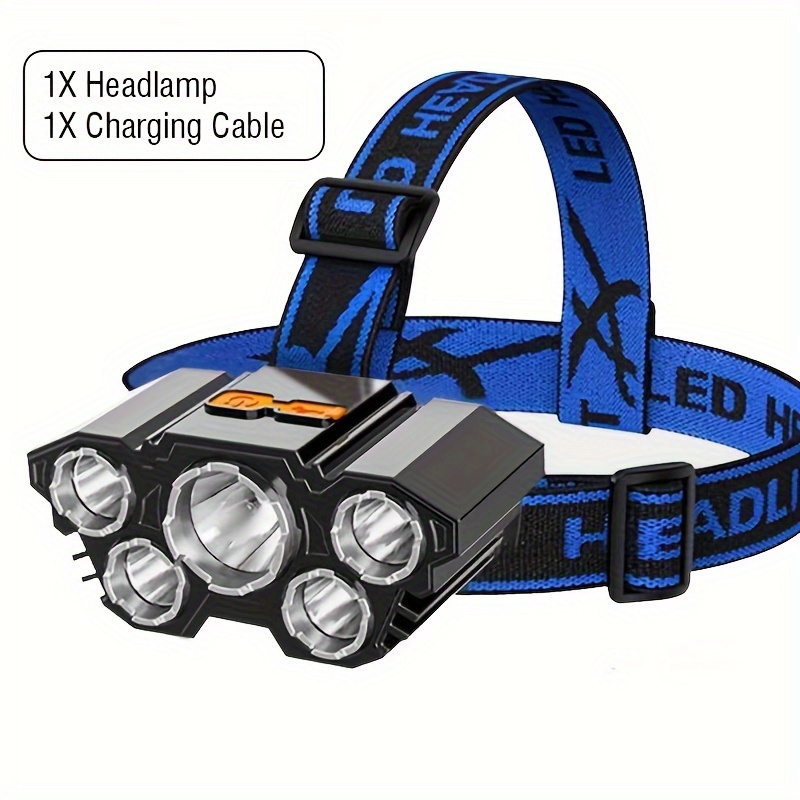 5 Led Headlamp Bright Lightweight Usb Rechargeable Head - Temu
