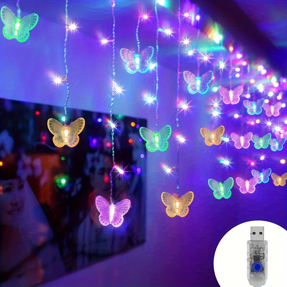 

Usb-powered Butterfly String Lights - 6.56ft With 48 Leds, 8 , Parties & Bedroom Decor, Ideal For Christmas, Halloween, New Year Celebrations (battery Not Included), Christmas Decor