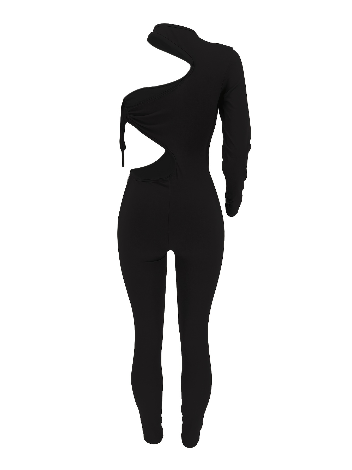 Merlinda Jumpsuit - Scoop Neck Bodycon Jumpsuit in Black