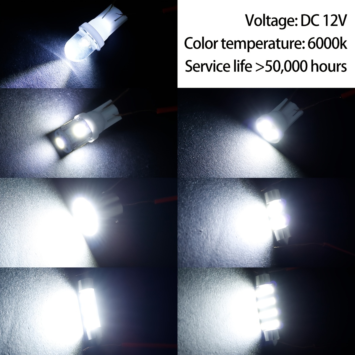 42PCS Xenon White SMD LED Bulb - 6000K Interior Light Bulbs for Cars, RVs &  Trunks - T10 Reading Light