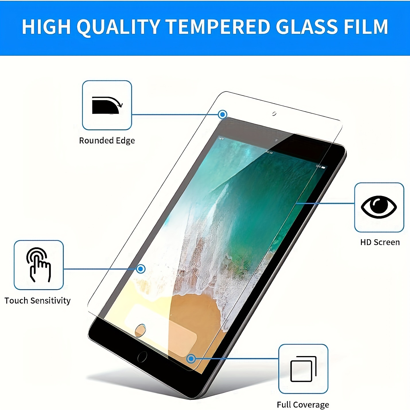 (2 Packs) Tempered Glass For Apple iPad 6 9.7 2018 6th Generation A1893  A1954 Anti-Scratch Tablet Screen Protector Film
