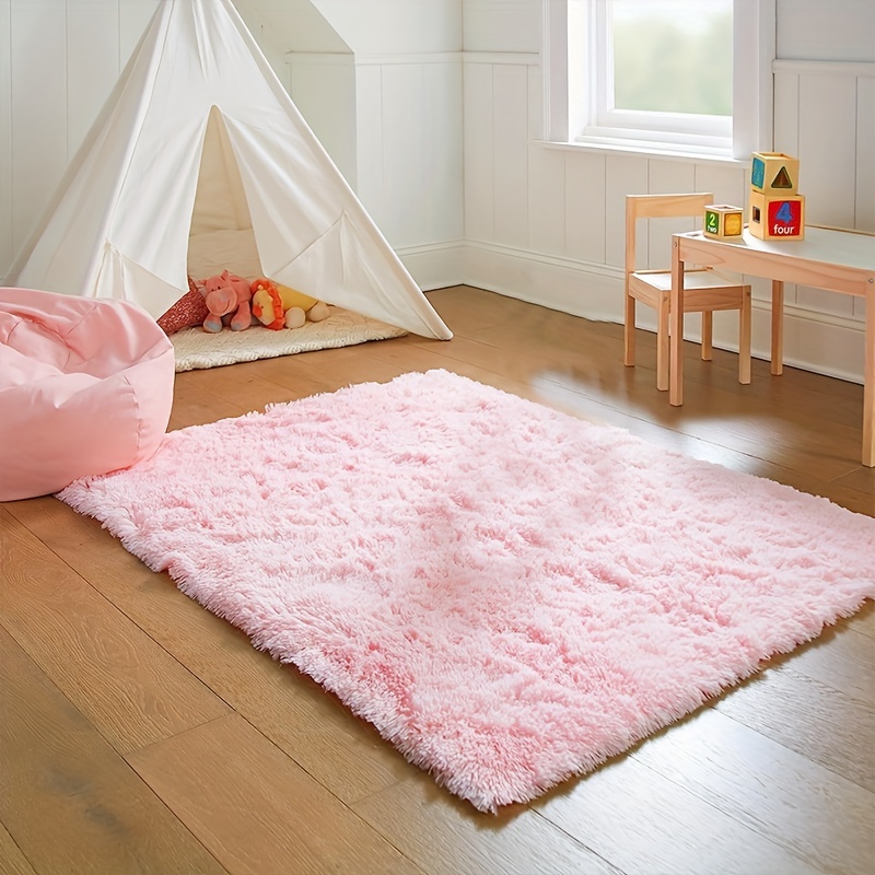 Alfombra de dormitorio rosa para habitación de niños, alfombrilla suave  para suelo de niñas lindas, decoración