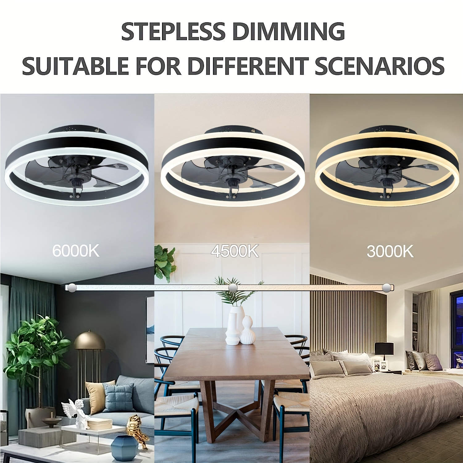 1pc ceiling fan with lights led adjustable silent ceiling fan with remote control 6 speed 60w reversible contemporary ceiling fan for bedroom study restaurant etc 19 7 15 7 black details 4