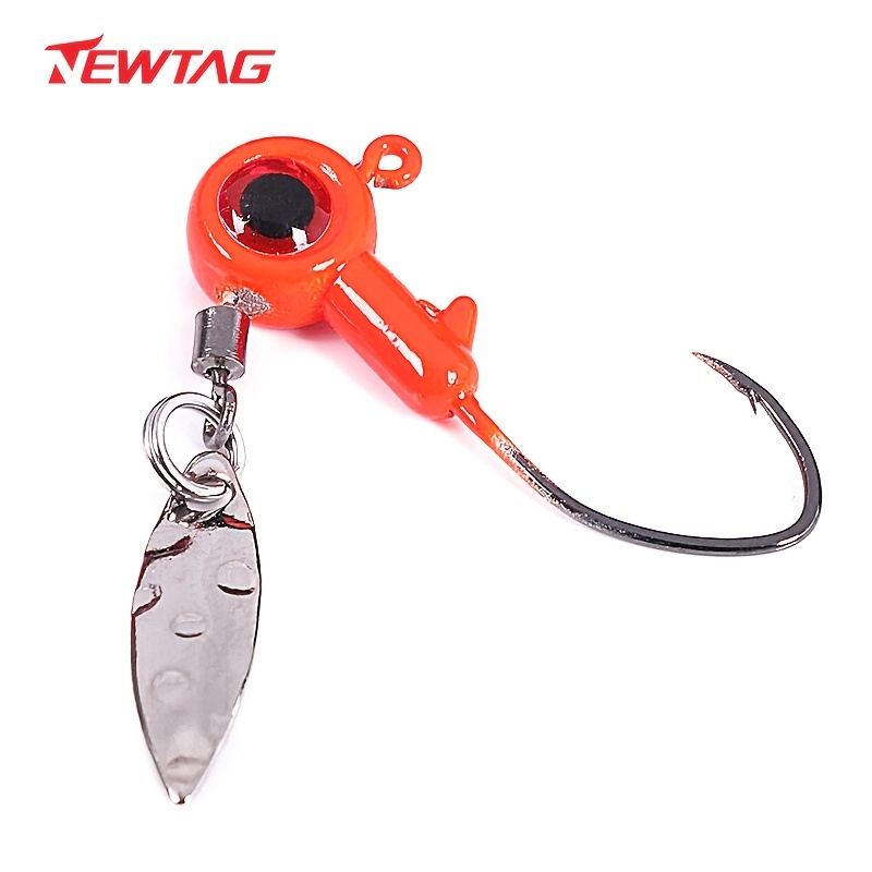 New Tag 10pcs 3d Fish Eye Lead Head Hook Swivel Rotating Sequin Crank Hook  For Freshwater Saltwater, Discounts For Everyone