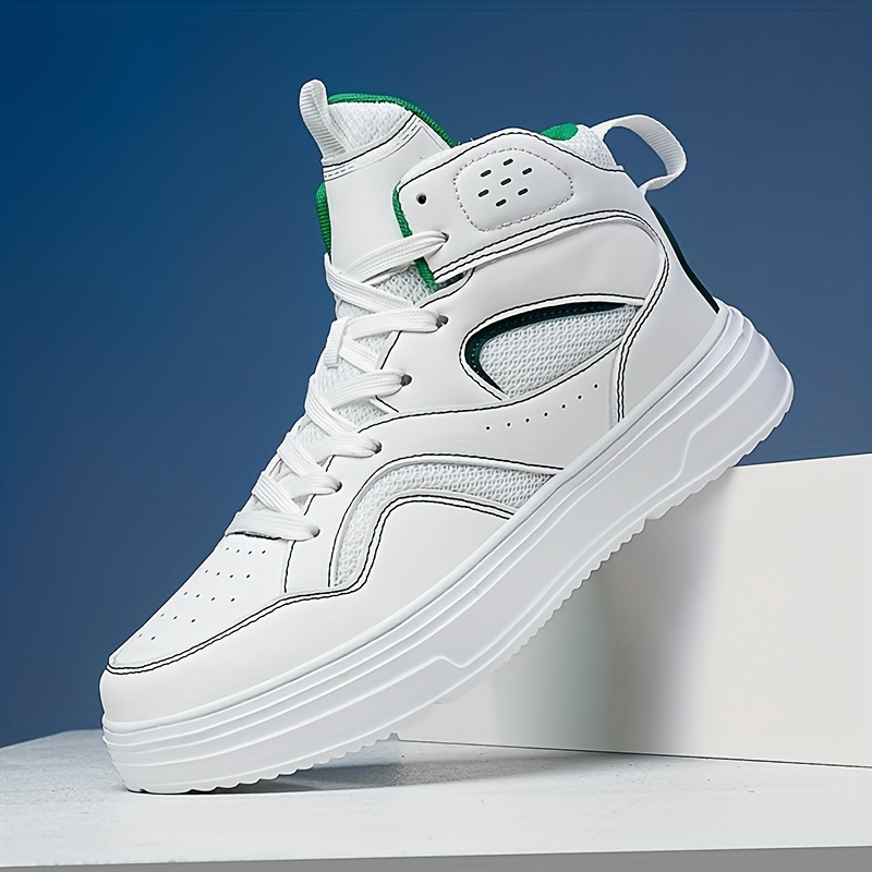 Plus Size Men's Trendy Solid/Colour Block High Top Skate Shoes, Comfy Non Slip Casual Soft Sole Sneakers For Men's Outdoor Activities