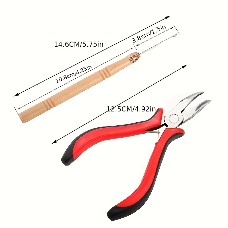 Hair Extensions Pliers Hook Tool Kit For Micro Ring Loop with 100