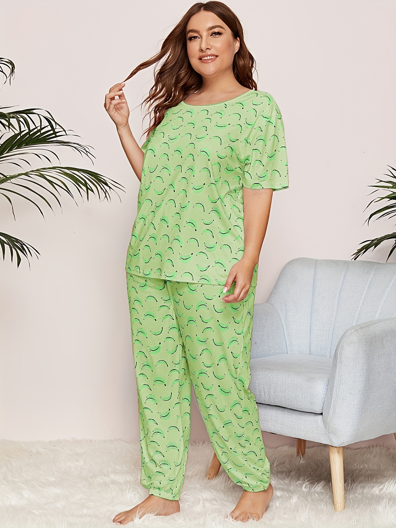 Plus Size Cute Pajama Bottoms Women's Plus Heart Strawberry - Temu Canada