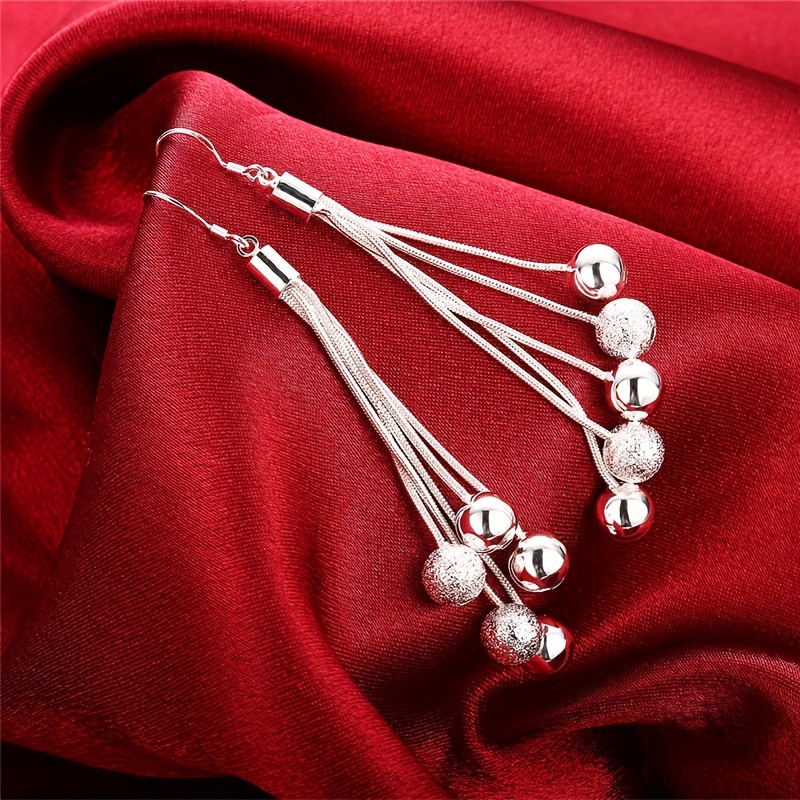 

Wedding Party Jewelry Dangle Earrings Light Sand Beads Vintage Long Tassel Drop Earrings For Women Personality Ear Decor