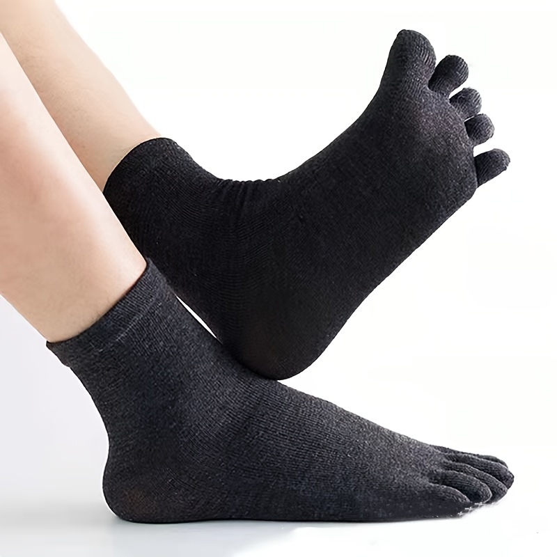 Solid Toe Socks Cotton Crew Sock Five Finger Socks Running - Temu