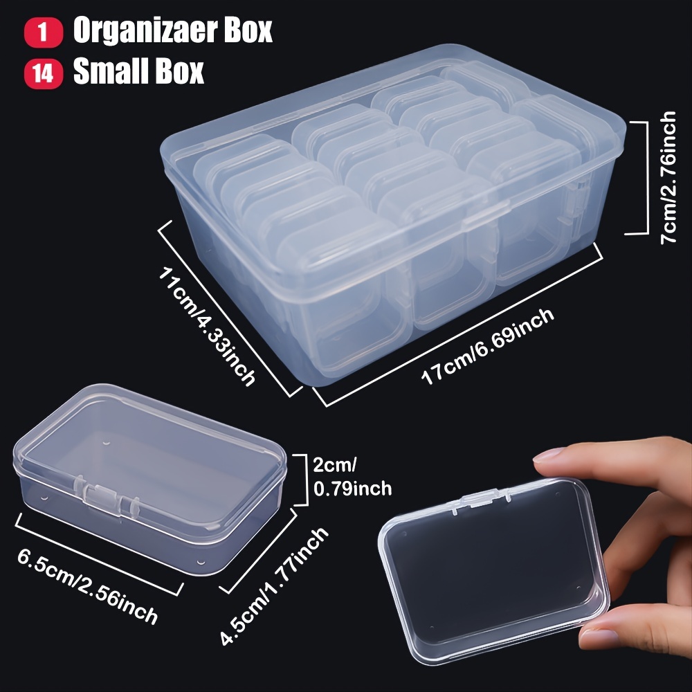 Paquete de 6 mini cajas de almacenamiento de plástico, cajas organizadoras  con tapa, cajas de almacenamiento pequeñas para almacenar clips de papel