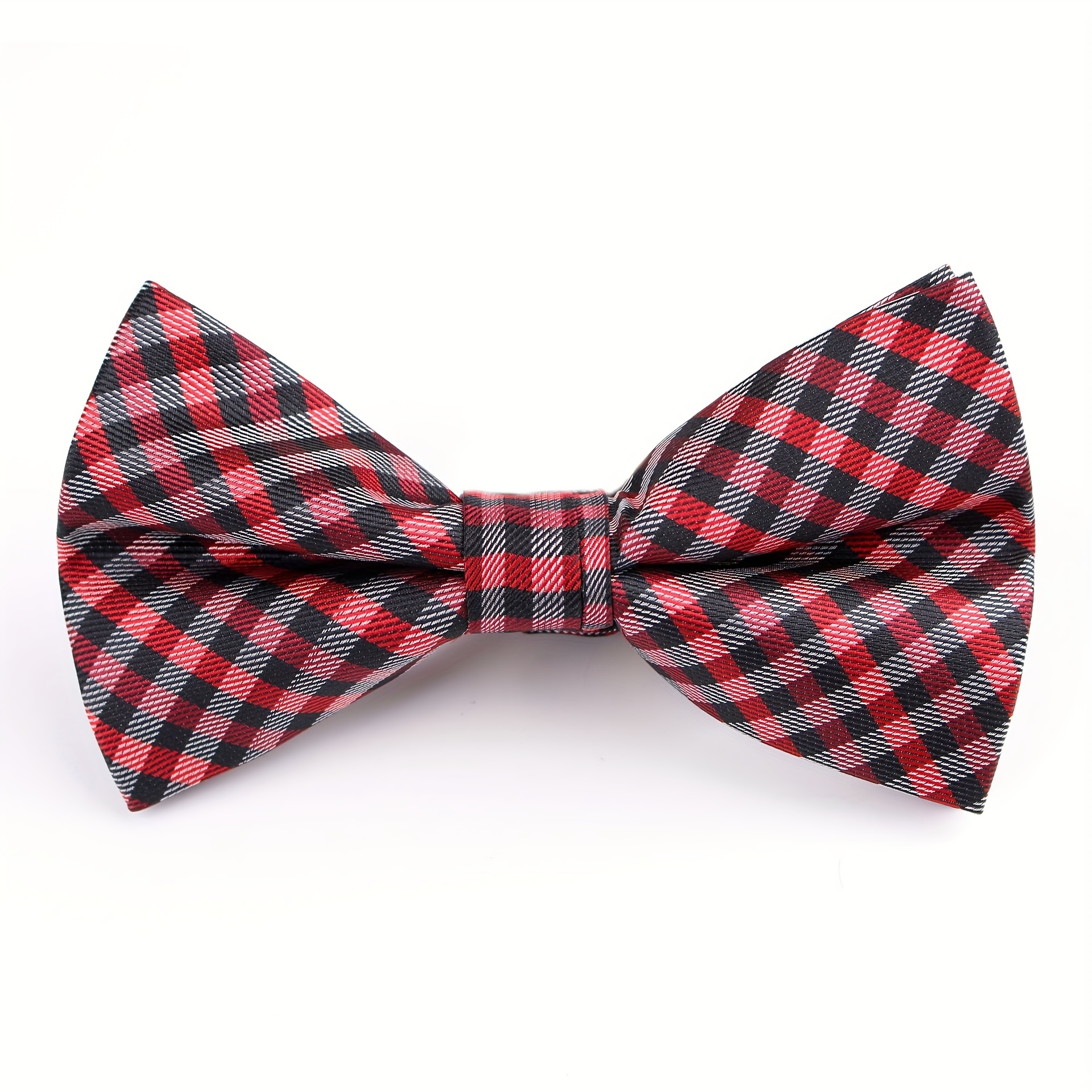 Men's Plaid Diagonal Stripe Bow Tie