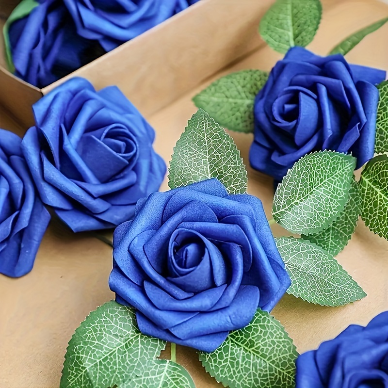 25 Navy Blue Artificial Roses Used Diy Outdoor Wedding Temu