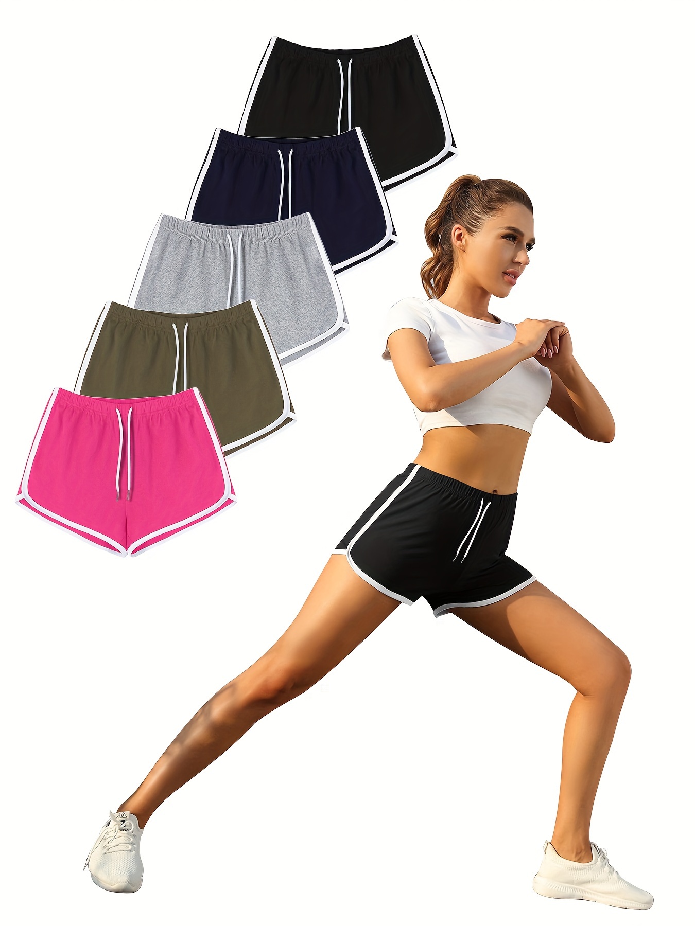 4 pack Women's Yoga Shorts with Drawstring - Comfortable and Breathable  Activewear for Running, Gym, and Exercise