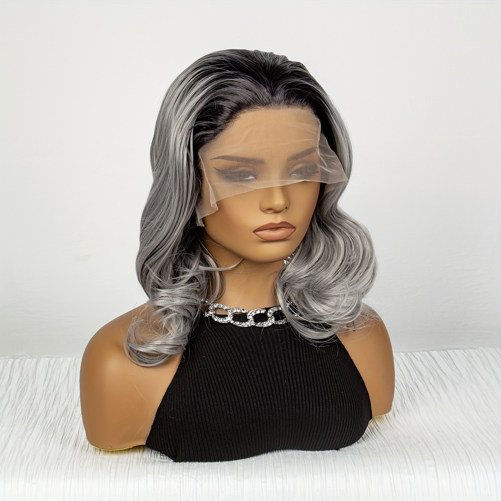 Black Mixed Gray Short Bob Body Wave Hair Wigs 13 3 Lace Front Shoulder Length Hair Wigs For Women Synthetic Fiber Hair Wigs