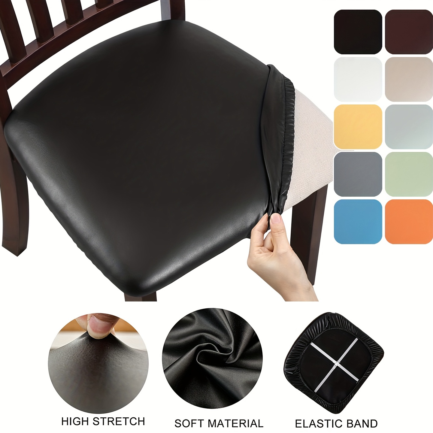 

1pc Dining Chair Slipcover Waterproof Seat Covers Pu Leather Chair Cover Upholstered Chair Cover Chair Protectors For Kitchen Dining Room Hotel Home Decor