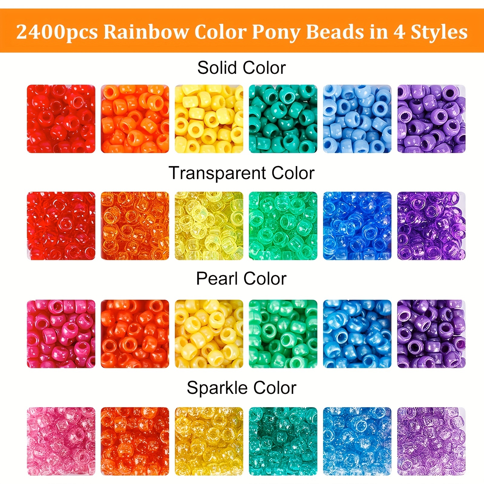 3960pcs Pony Beads for Bracelet Making Kit Plastic Rainbow Letter