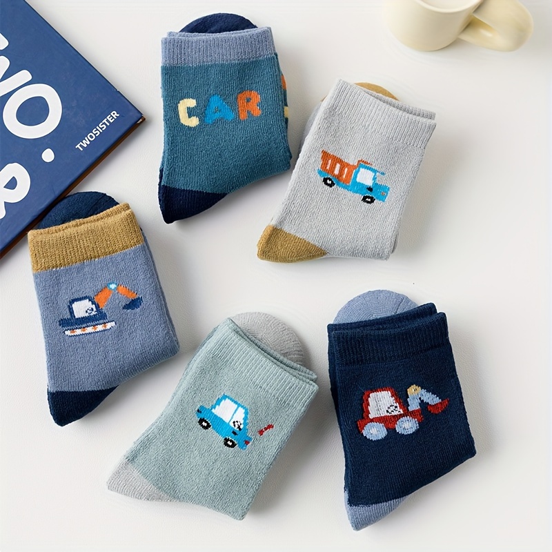 1 Ensemble / 5 Paires Chaussettes Enfant Épaissies D'hiver