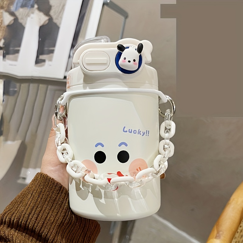 cute cartoon vacuum cup straw chain stainless steel 2