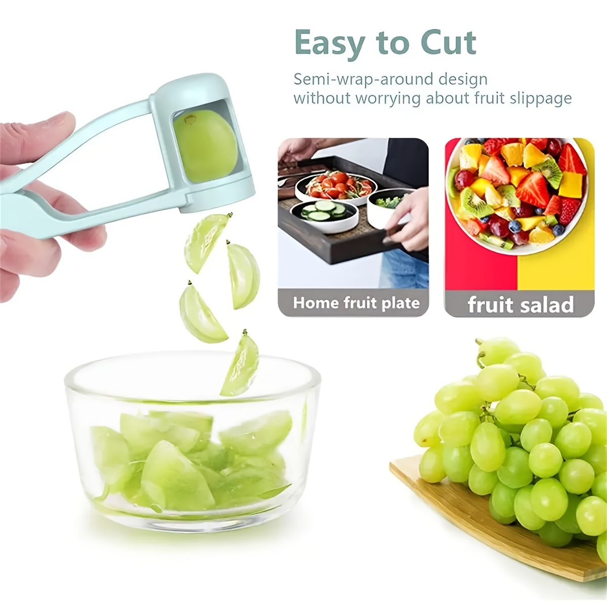 1pc, Cherry Tomato Slicer, Grape Slicer, MultiFunctional Grape Cutter,  Small Fruit Cutter, Grape Kitchen Accessories, Cake Decoration Tool, Fruit  Slic