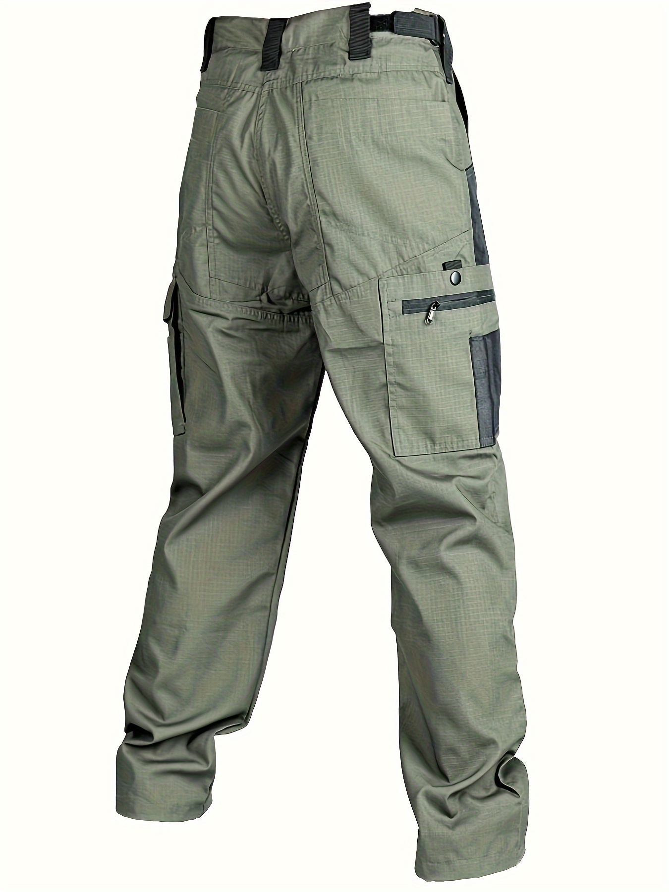 Solid Multi Flap Pockets Men's Straight Leg Cargo Pants - Temu