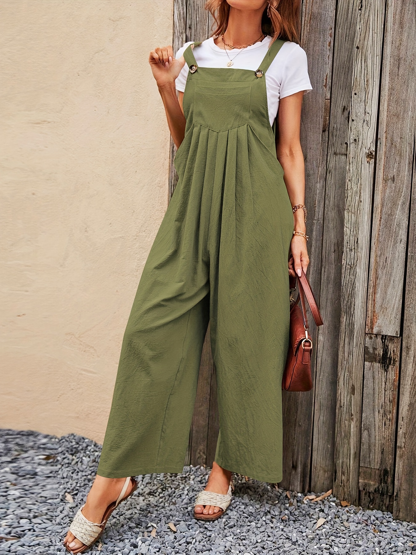  Kcocoo Womens Casual Jumpsuits Summer Rompers Sleeveless Loose  Fit Overalls Spaghetti Strap Jumpers with Pockets(Green,S) : Clothing,  Shoes & Jewelry
